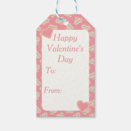 Sweet Valentine Argyle Hearts Sweet Rosa Presentetikett