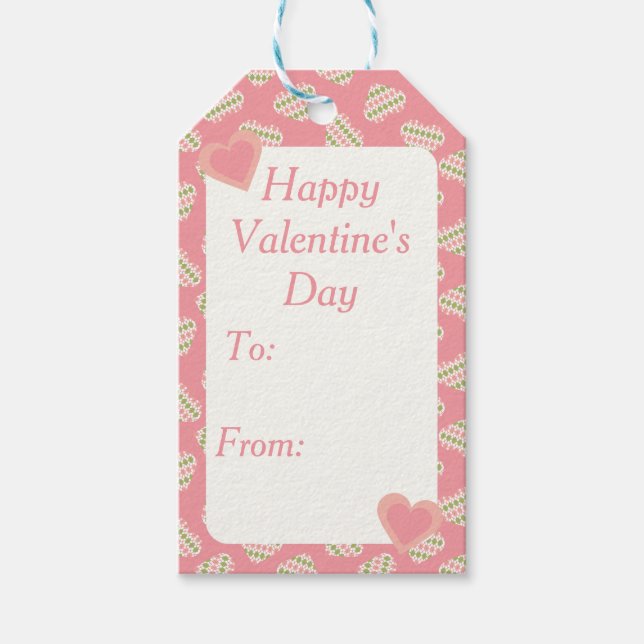 Sweet Valentine Argyle Hearts Sweet Rosa Presentetikett (Framsidan)