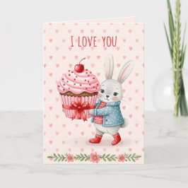 Sweet Valentine Card  With Cute Bunny  Helgkort