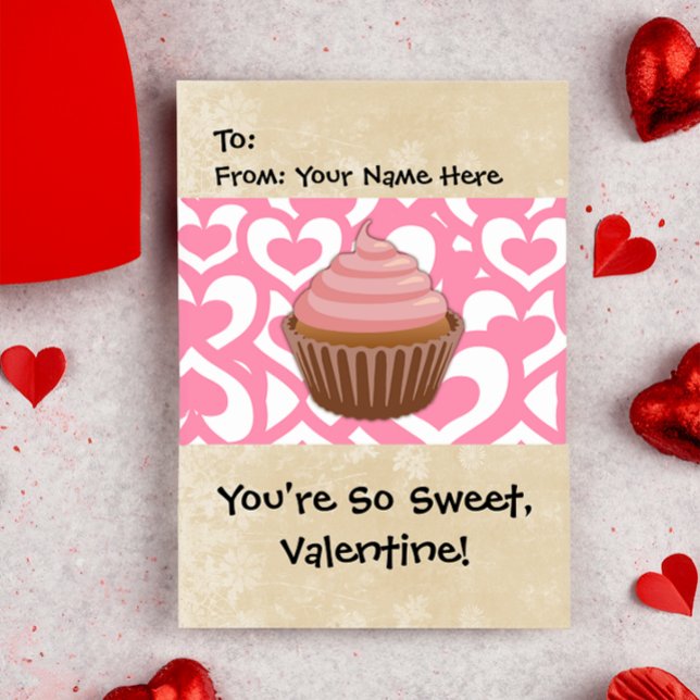 Sweet Valentine Cupcoa Julkort (cupcake valentines day cards for kids)