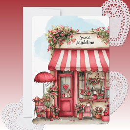 Sweet Valentine Flower Shop Personalized Flat Julkort