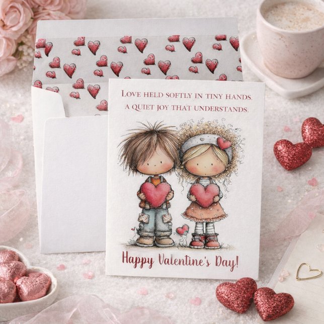 Sweet Valentine Friends – Whimsical Kids  Julkort (Skapare uppladdad)