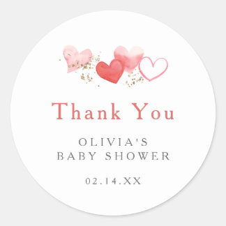 Sweet Valentine Hearts Baby Shower Tack Runt Klistermärke