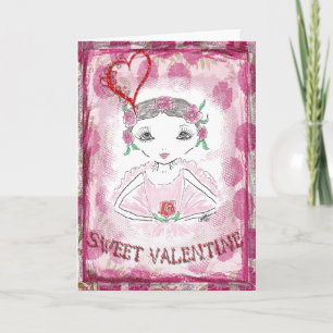 Sweet Valentine Little Ballerina Helgkort