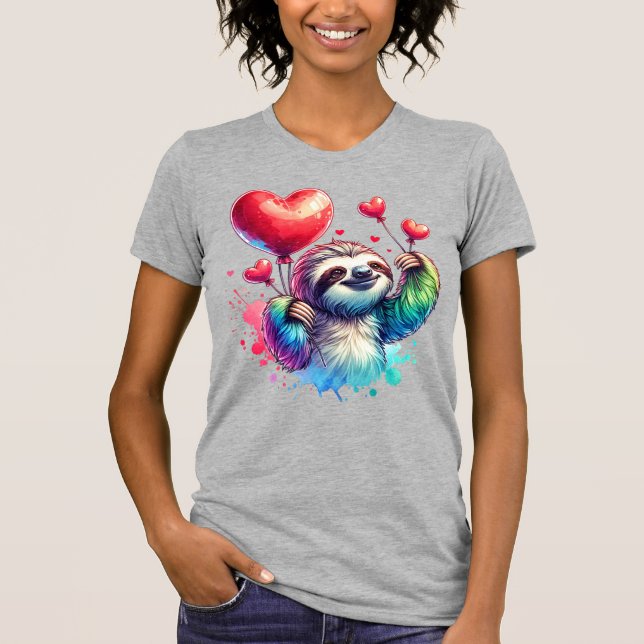 Sweet Valentine Sloth T Shirt (Framsida)