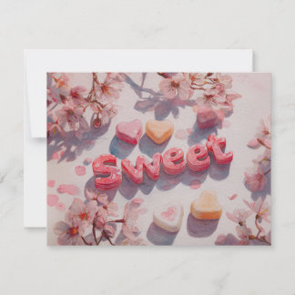 Sweet Valentines Day Card with Cherry blossom Julkort