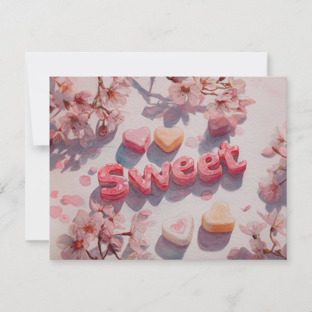 Sweet Valentines Day Card with Cherry blossom Julkort (Framsida)