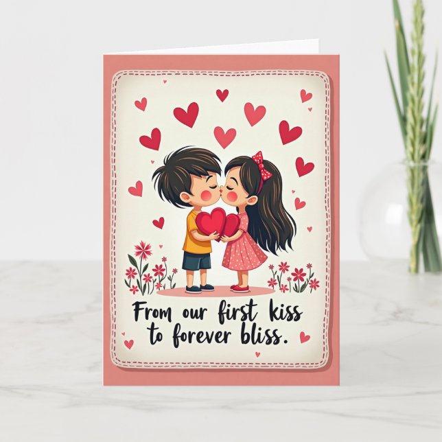 Sweet Valentines Day Kiss Card Kort (Framsida)