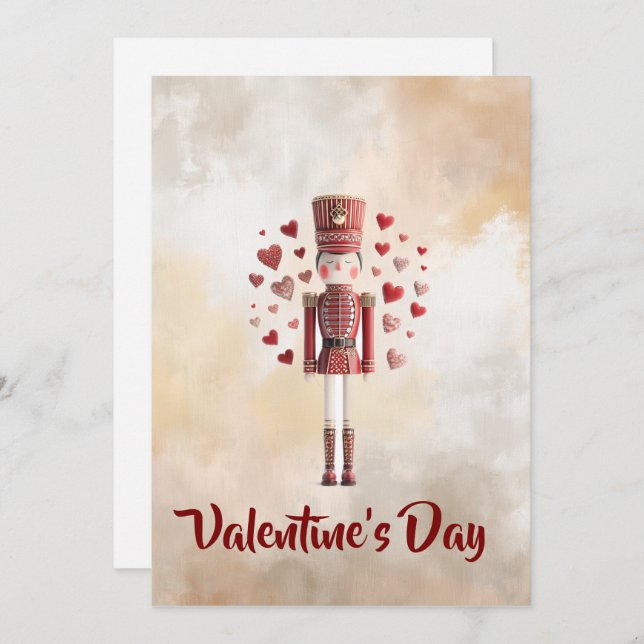 Sweet Valentines Day Nutcracker Romantic Card Julkort (Fram/baksida)