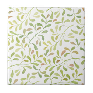 Sweet Vår Grönt Löv på White Ceramic Tile Kakelplatta