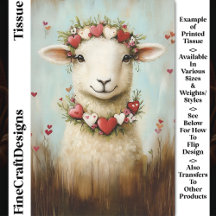 Sweet Vår Lamb Blommigt Heart Krona CH6 Decoupage