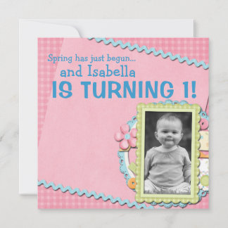 Sweet Vår sommar First Birthday Inbjudningar