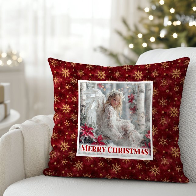 Sweet Victorian Angel Red Gold Festive Christmas  Kudde (Sweet Victorian Angel Red Gold Festive Christmas Pillow

)