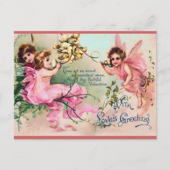 Sweet Victorian Fairy Valentine vycard Helg Vykort (Framsida)