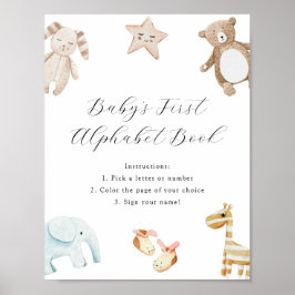 Sweet Vintage Baby Leksak Baby, första Alphabet Bo Poster