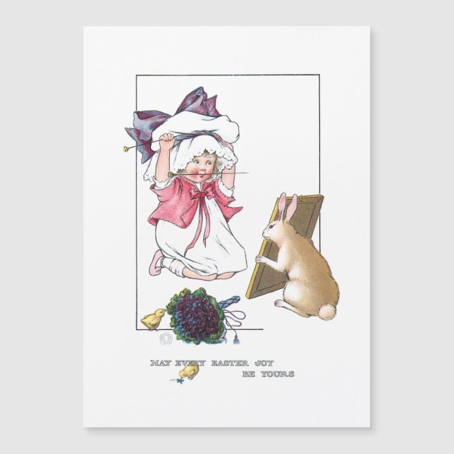 Sweet Vintage Girl med Påsk Bonnet & Bunny (Framsida)