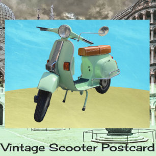 Sweet Vintage Scooter Roligt Vykort