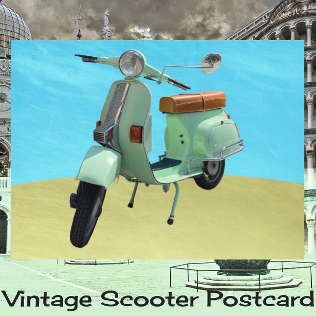 Sweet Vintage Scooter Roligt Vykort (Skapare uppladdad)
