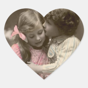 Sweet Vintage Valentine Hjärtformat Klistermärke