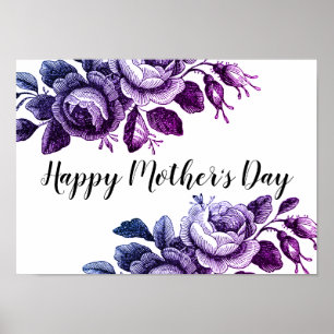 Sweet Violet Blommigt Mors dag Poster