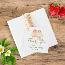 Sweet Watercolor Baby Chicks Script Baby Shower Gåvor Etiketter