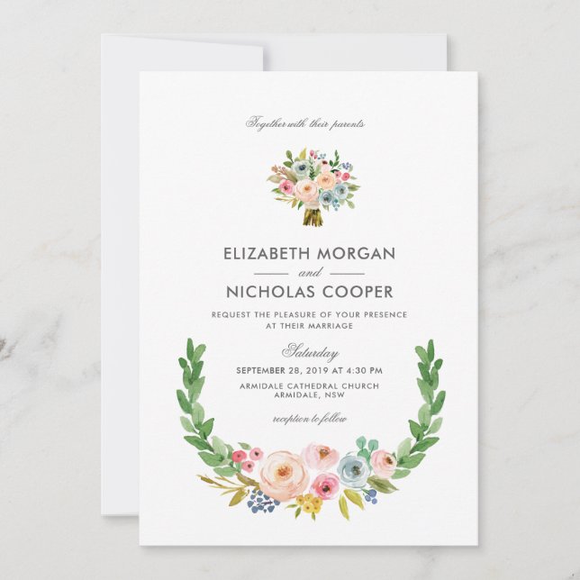 Sweet Watercolor Bouquet | Inbjudan (Framsida)