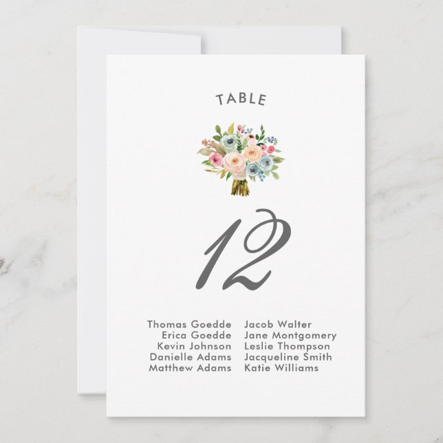 Sweet Watercolor Bouquet | Sittdiagram Inbjudningar (Framsida)