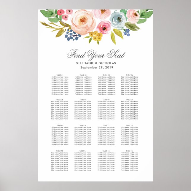 Sweet Watercolor Bouquet | Sittdiagram Poster (Framsidan)