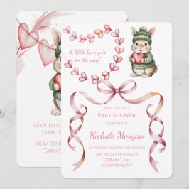 Sweet Watercolor Bunny Baby Shower  Inbjudningar