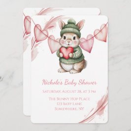 Sweet Watercolor Bunny Baby Shower  Inbjudningar