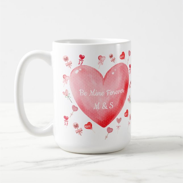 Sweet Watercolor Heart Valentine Mug Kaffemugg (Vänster)