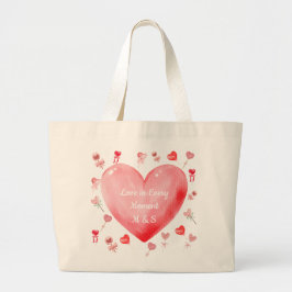 Sweet Watercolor Heart Valentine Tote Bag Jumbo Tygkasse
