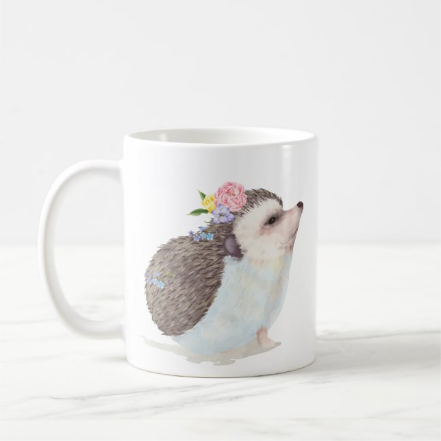 Sweet Watercolor Hedgehog Kaffemugg (Vänster)