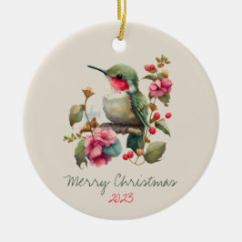 Sweet Watercolor Hummingbird Personlig Julgransprydnad Keramik