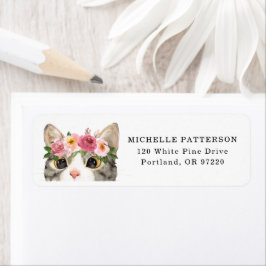 Sweet Watercolor Kattunge Returadress Etikett