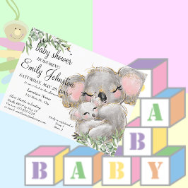 Sweet Watercolor Koala Unisex Baby Shower Inbjudningar