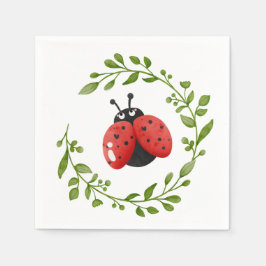 Sweet Watercolor Ladybug Birthday Pappersservett