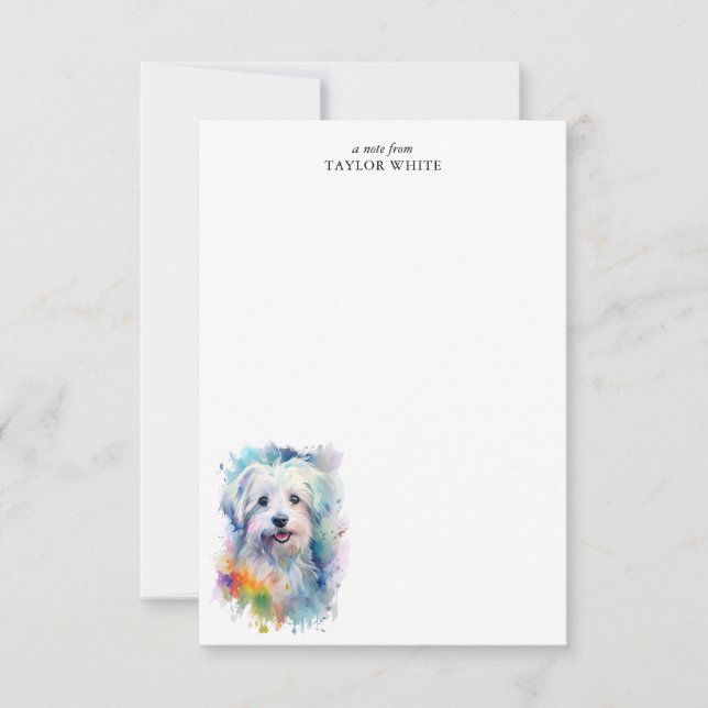 Sweet Watercolor Maltese Anpassningsbar Tack Anteckningskort (Framsida)