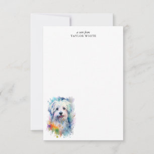 Sweet Watercolor Maltese Anpassningsbar Tack Anteckningskort
