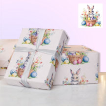 Sweet Watercolor Påskhare Basket Eggs Gift