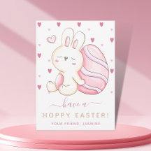 Sweet Watercolor Påskhare Rosa Egg Kids Friend
