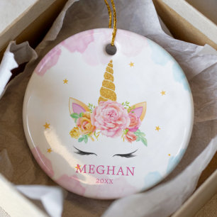 Sweet Watercolor Unicorn jul Ornament