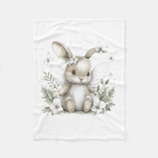 Sweet watercolour fairy bunny illustration fleecefilt