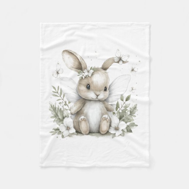 Sweet watercolour fairy bunny illustration fleecefilt (Framsidan)