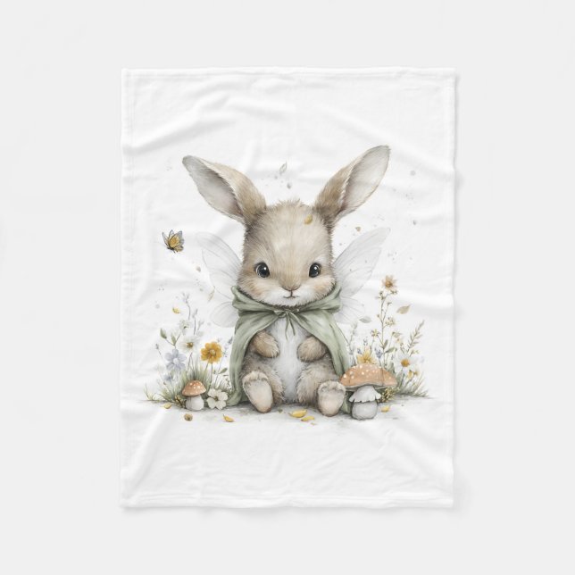 Sweet watercolour fairy bunny illustration fleecefilt (Framsidan)