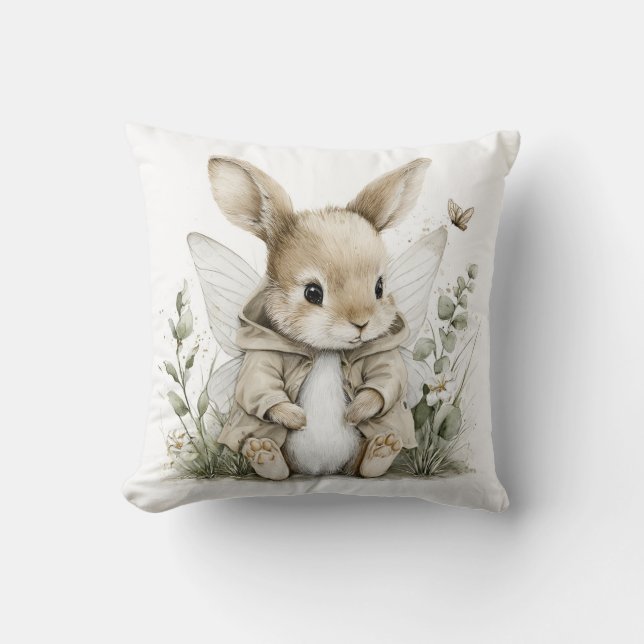 Sweet watercolour fairy bunny illustration kudde (Framsida)