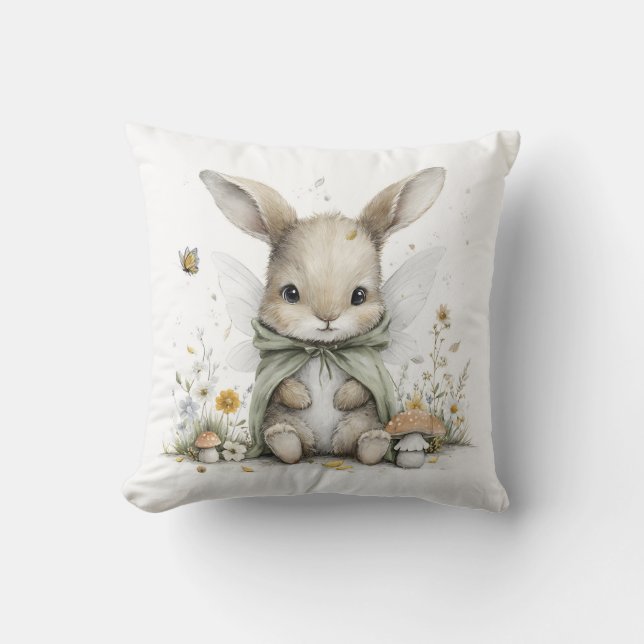 Sweet watercolour fairy bunny illustration kudde (Framsida)