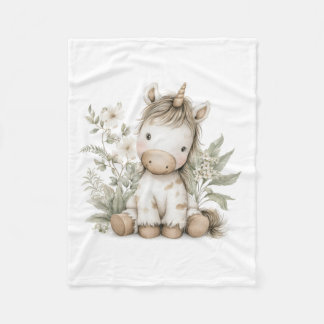 Sweet watercolour Unicorn storybook illustration Fleecefilt