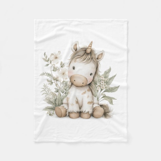 Sweet watercolour Unicorn storybook illustration Fleecefilt (Framsidan)