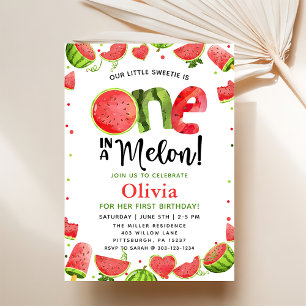 Sweet Watermelon Birthday 1 Birthday Party Inbjudningar